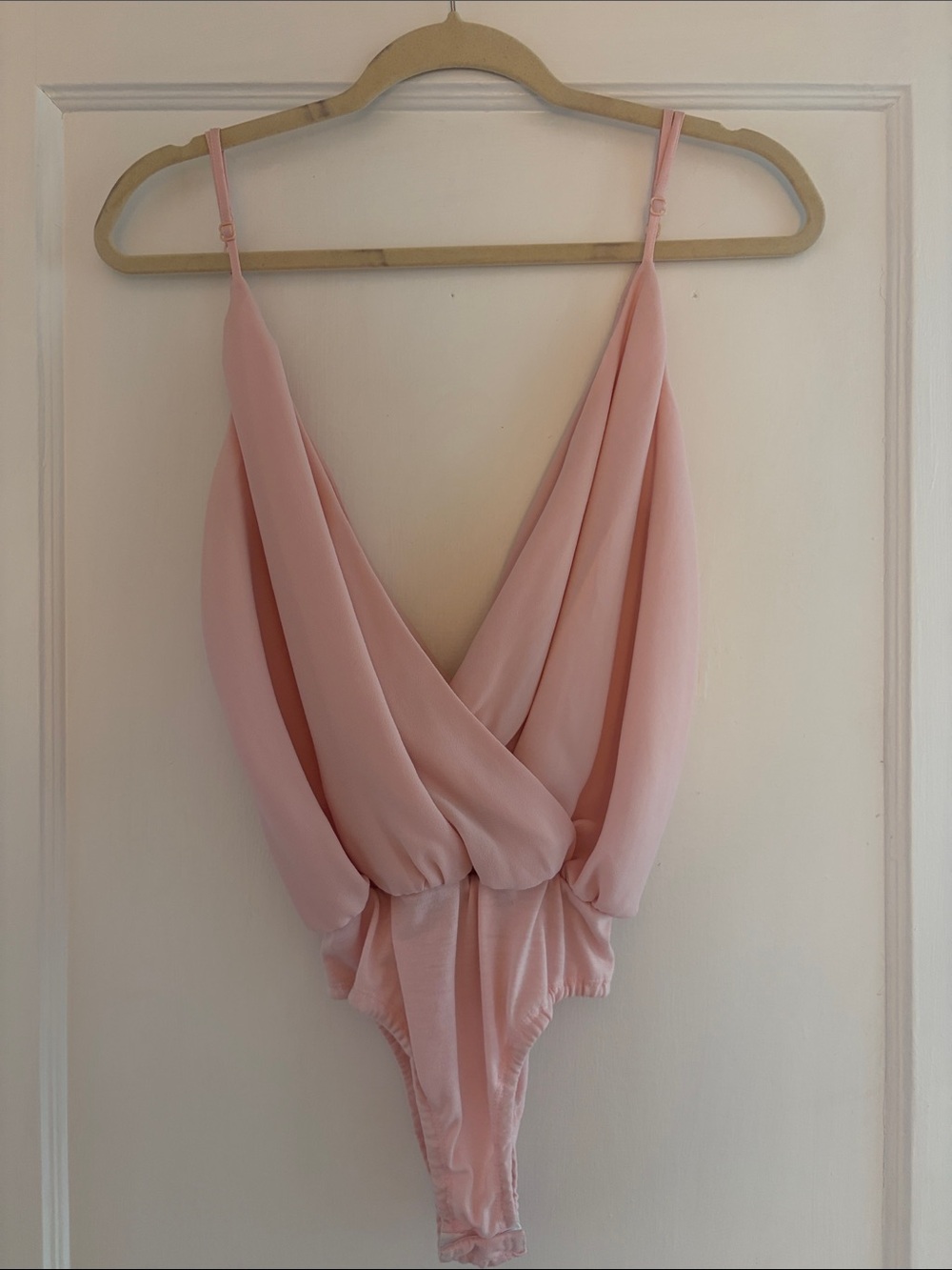 Tobi Blush Pink Draped V-Neck Bodysuit